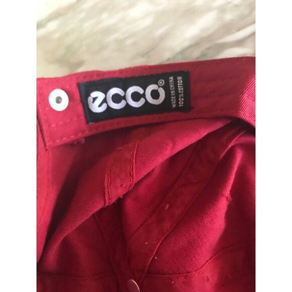ECCO World Class Red Golf Hat Cap Strap Back Adjustable White Logo - Picture 5 of 5